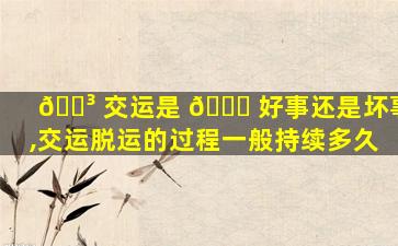 🌳 交运是 💐 好事还是坏事,交运脱运的过程一般持续多久